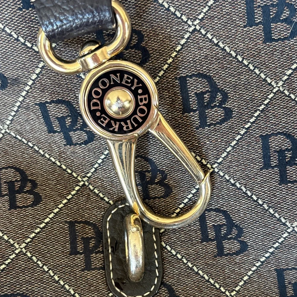 Dooney & Bourke Brown Logo Shoulder Tote with Gold Hardware - Picture 3 of 6